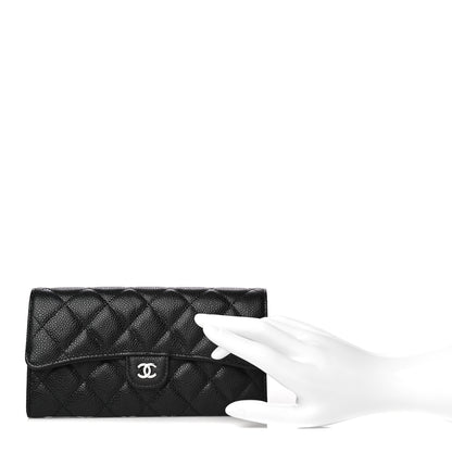 Chanel Caviar Quilted Large Gusset Flap Wallet Black 2 of 12