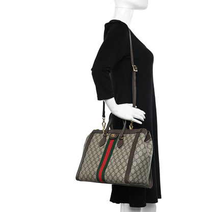Gucci GG Supreme Monogram Web Medium Ophidia Tote Bag Brown 2 of 17