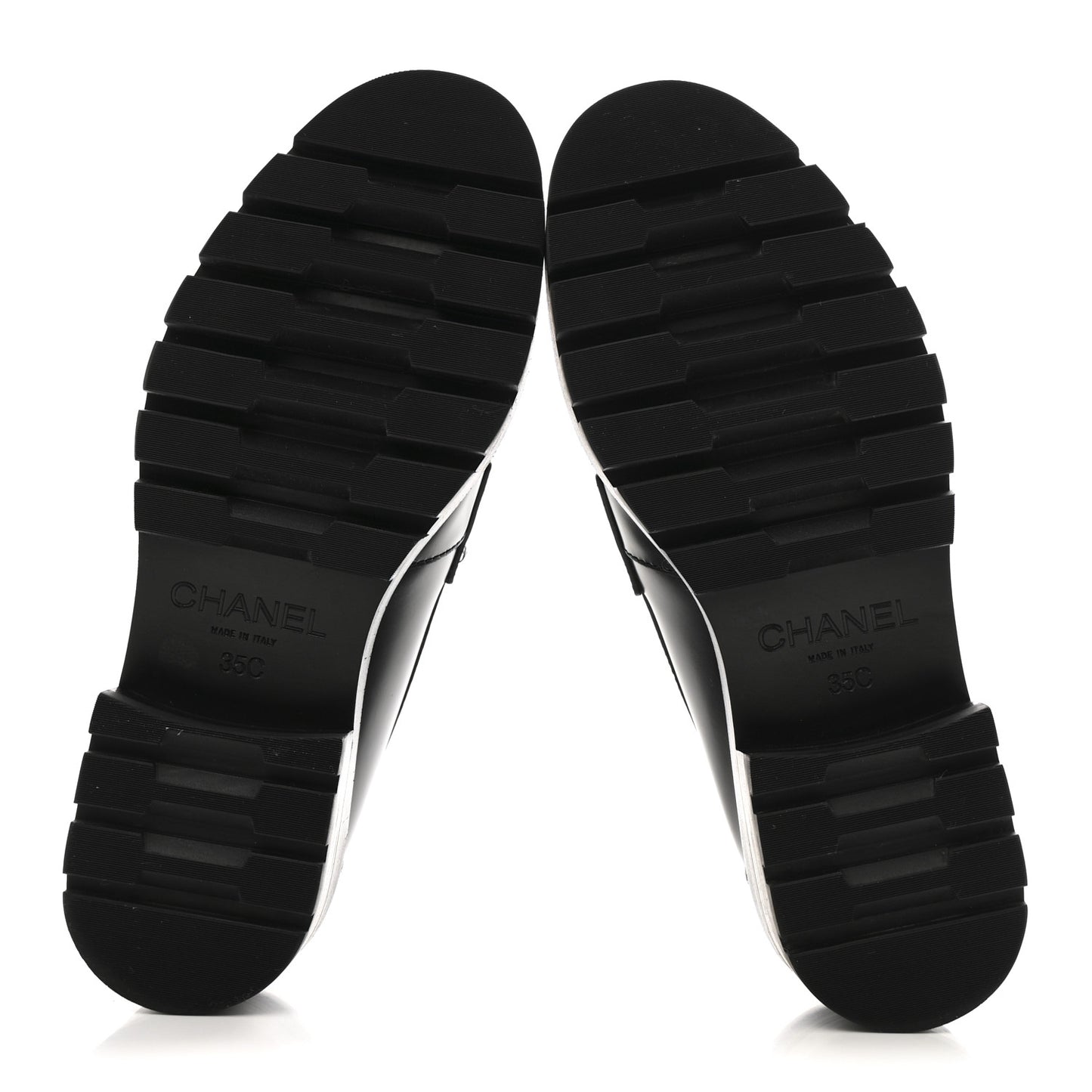 Calfskin Metal CC Loafers 35 Black
