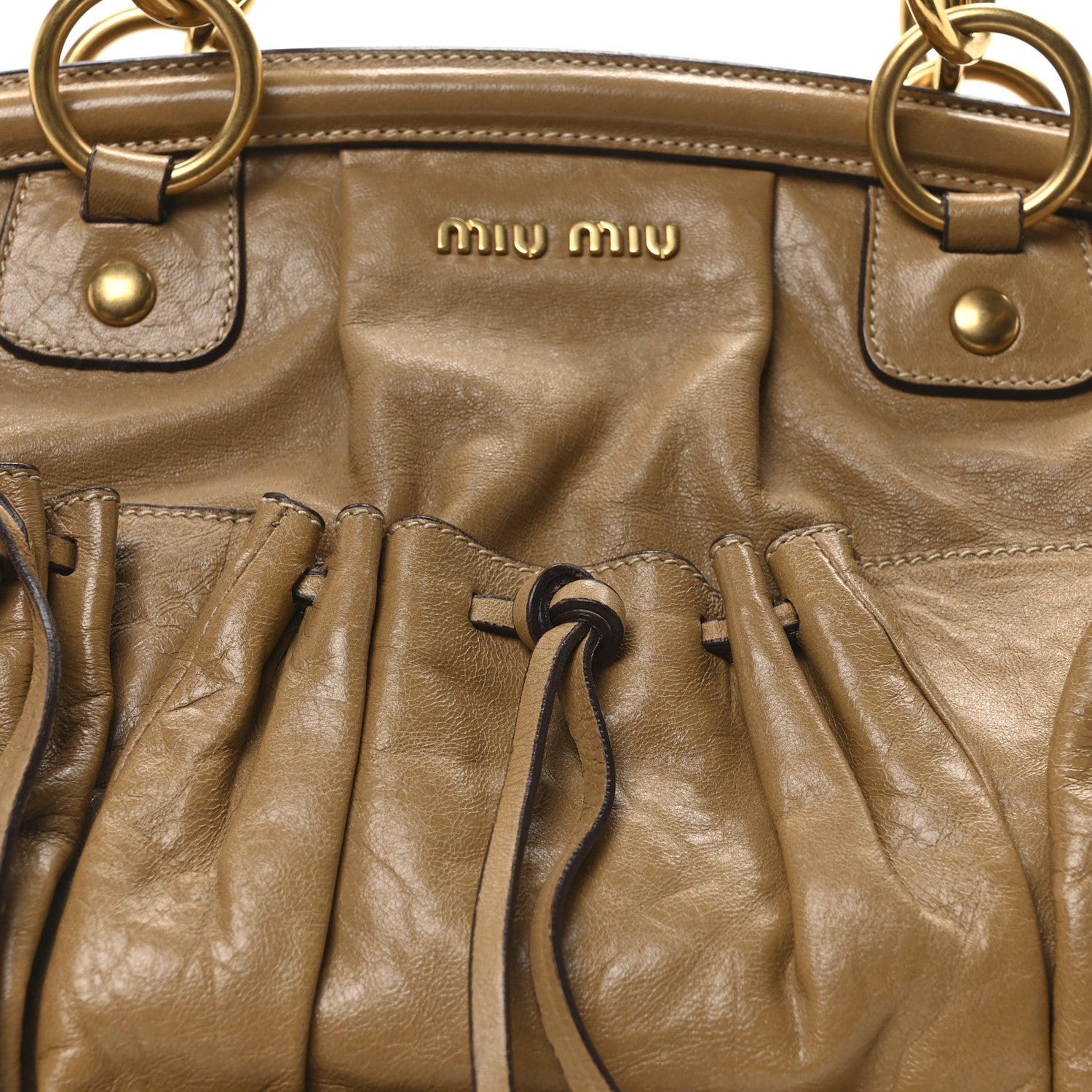 Miu Miu Nappa Lux Two Way Handbag Sabbia 7 of 9