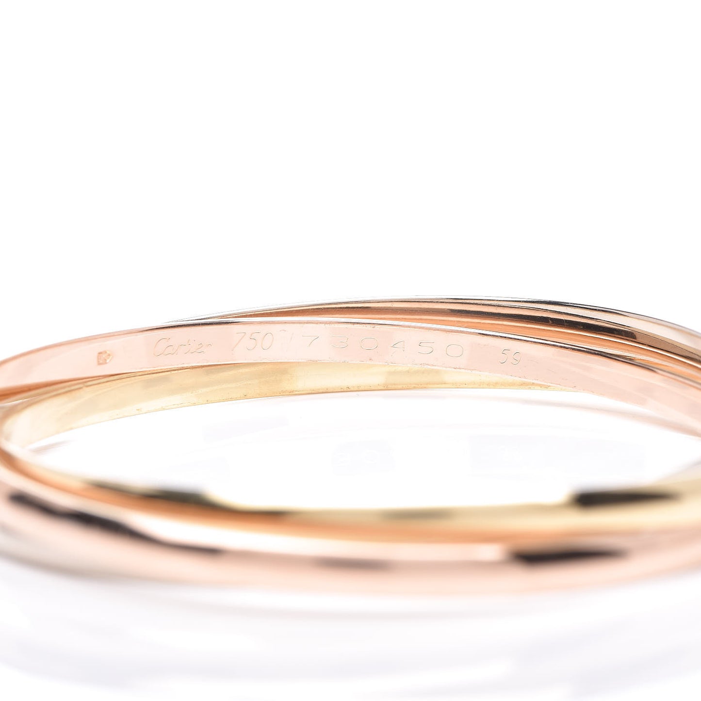 18K Pink Yellow White Gold Trinity Bangle 59