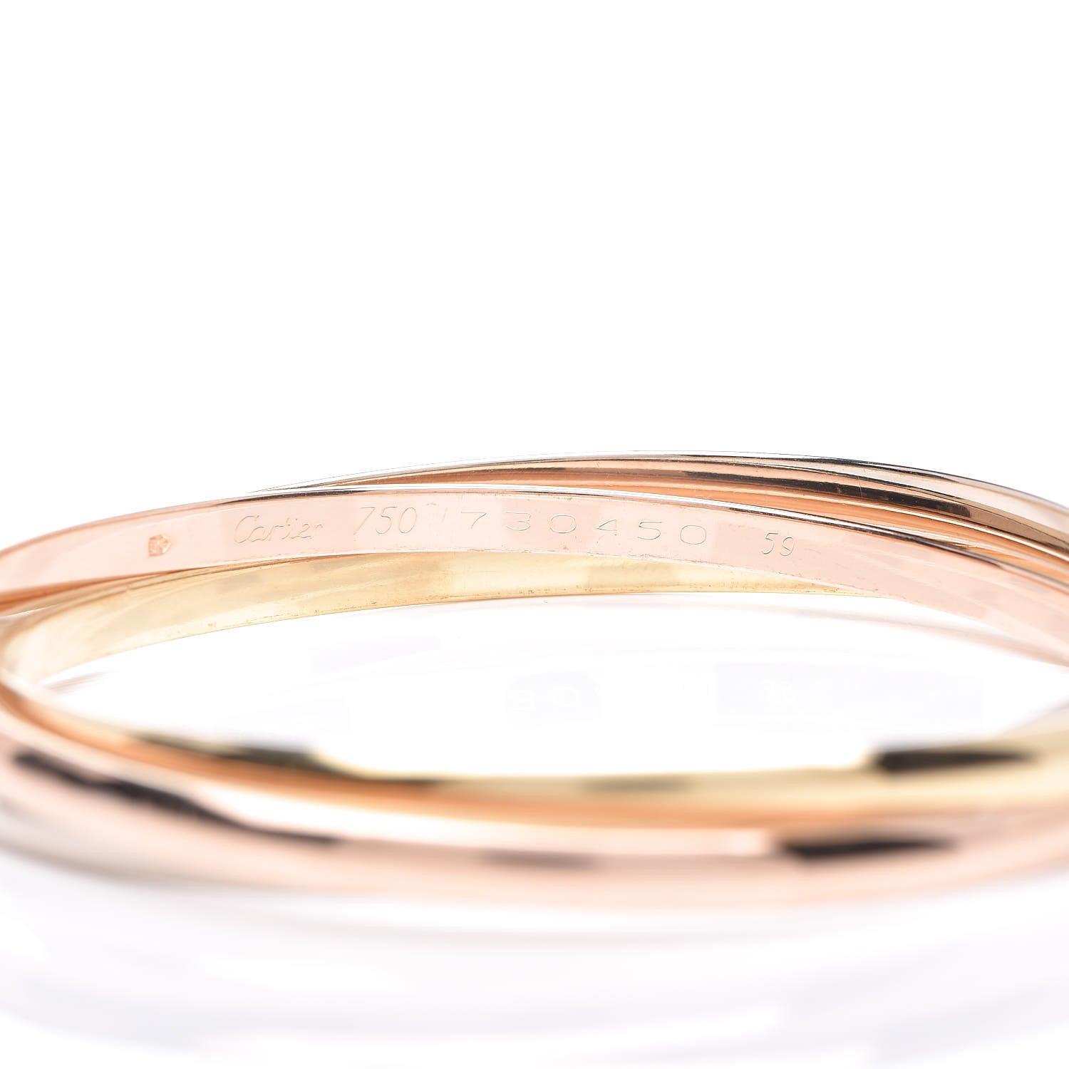 Cartier 18K Pink Yellow White Gold Trinity Bangle 59 4 of 4