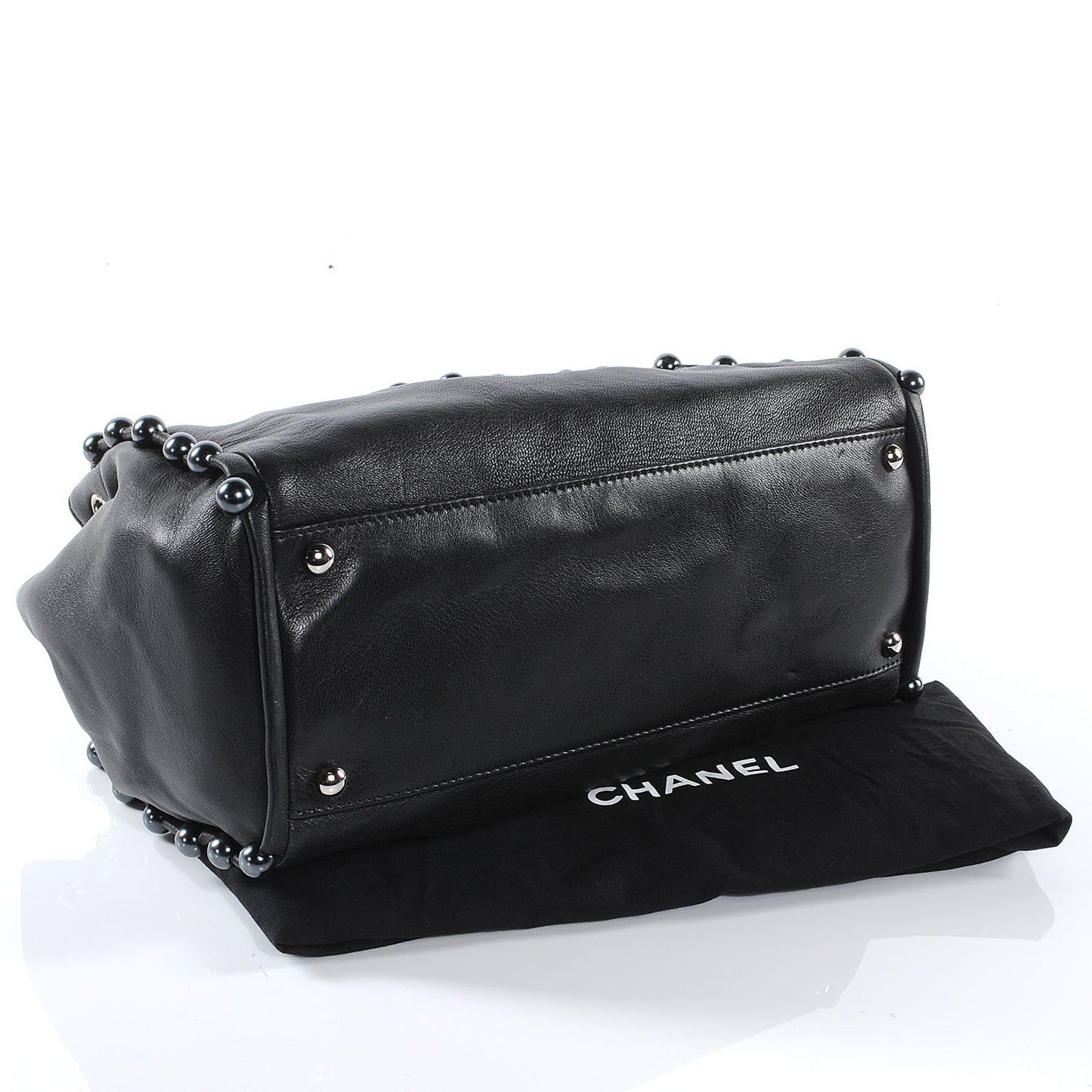 Lambskin Pearl Obsession Tote Black