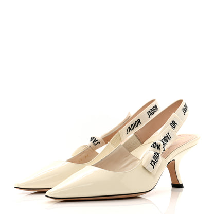Christian Dior Patent Ribbon J'Adior Slingback 65mm Pumps 36 Off White 3 of 8