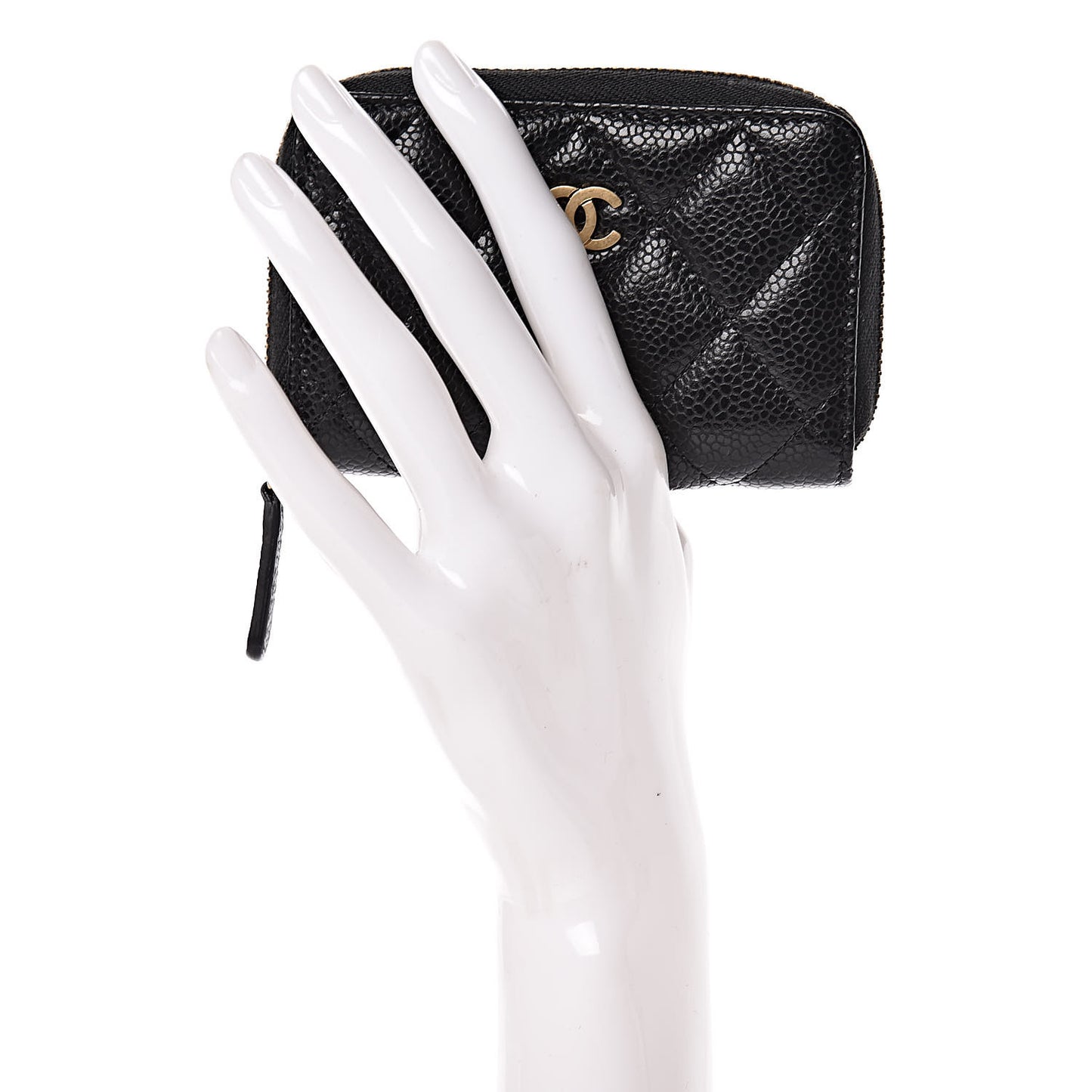 Caviar Quilted Zip Coin Purse Black