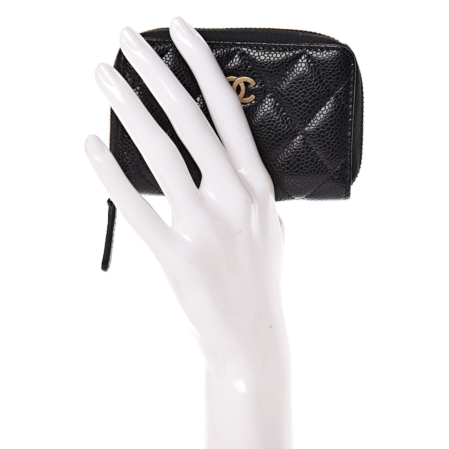 Chanel Caviar Quilted Zip Coin Purse Black 2 of 8