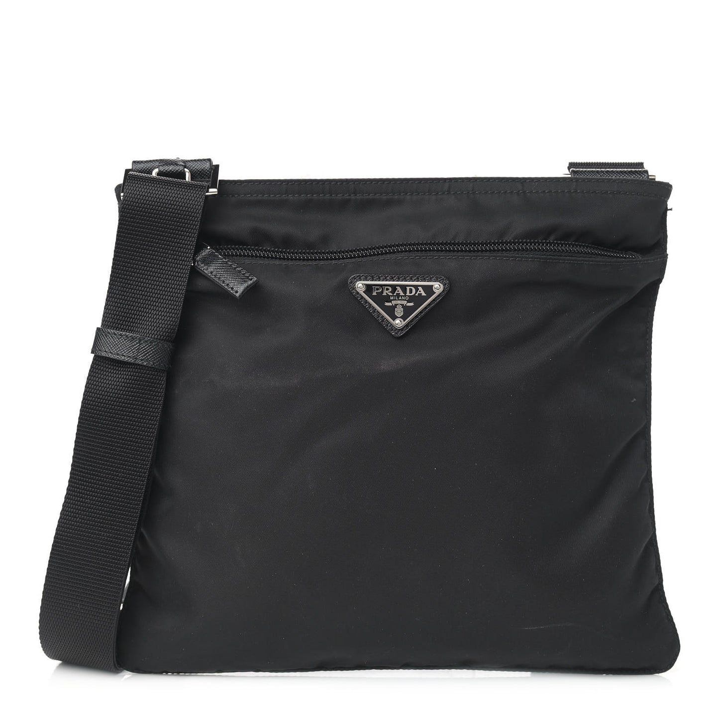 Nylon Vela Flat Messenger Bag Black