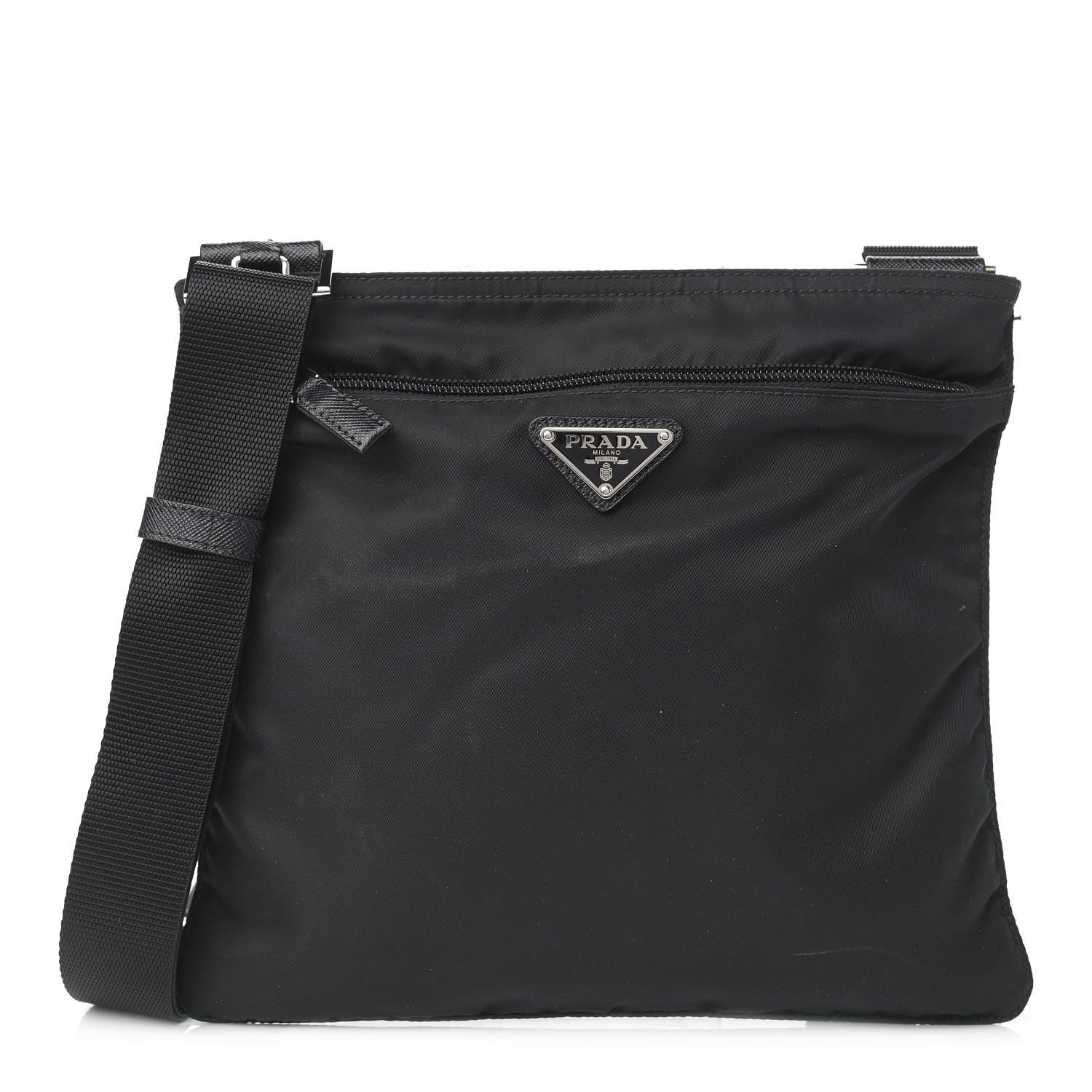 Prada Nylon Vela Flat Messenger Bag Black 1 of 14