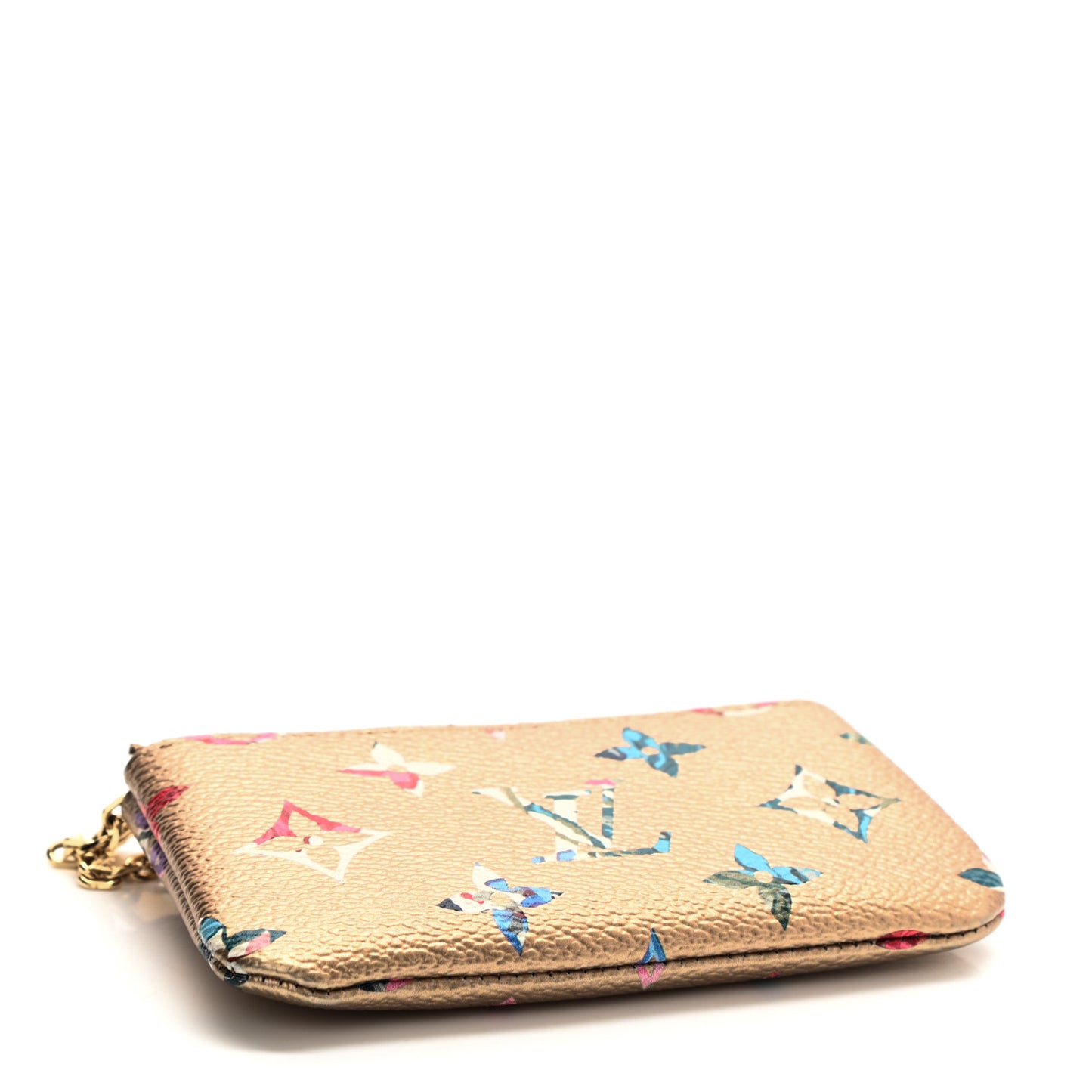 Metallic Monogram LV Garden Key Pouch Gold
