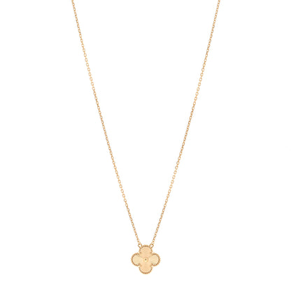 Van Cleef & Arpels 18K Yellow Gold Guilloche Vintage Alhambra Pendant Necklace 1 of 5