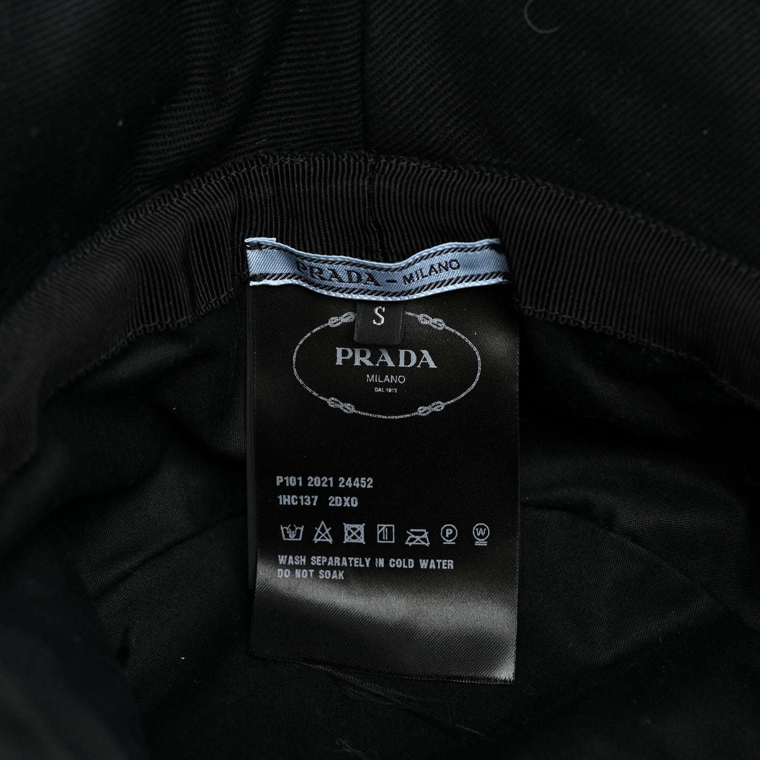 Prada Terry Cloth Logo Embroidered Womens Bucket Hat S Black White 8 of 8