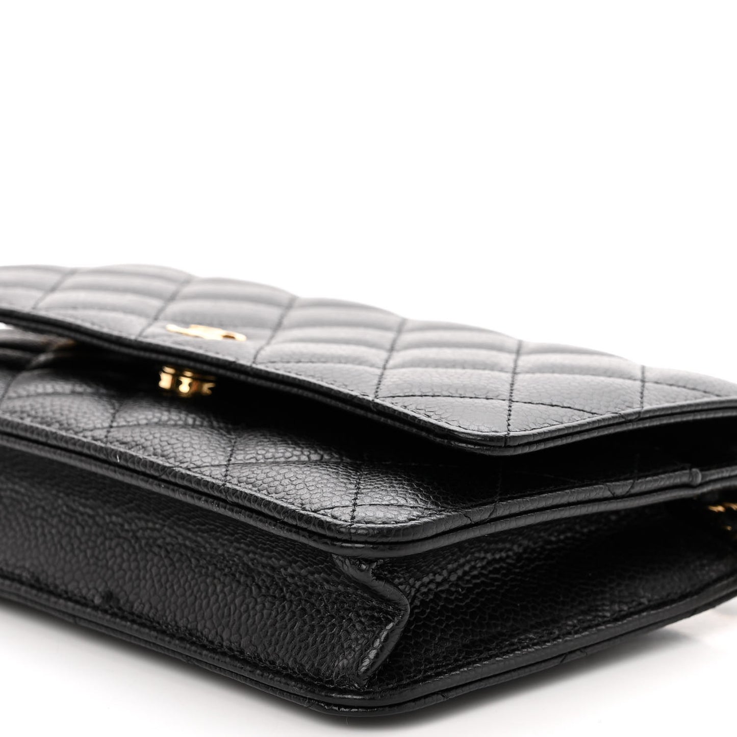 Caviar Quilted Wallet on Chain WOC Black
