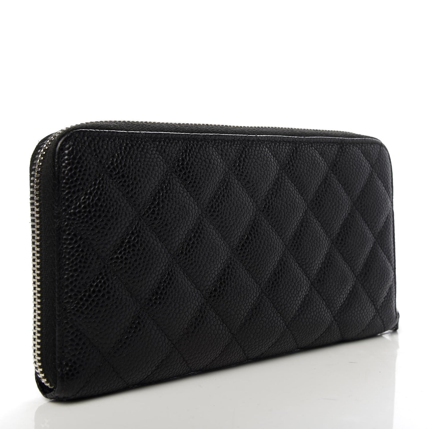 Caviar Quilted Large Gusset Zip Around Wallet Black