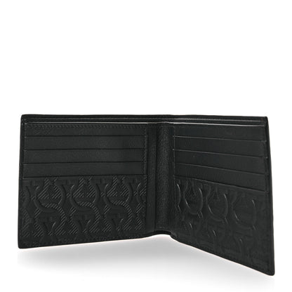 Salvatore Ferragamo Calfskin Embossed Gancini Bi-Fold Wallet Black 5 of 7