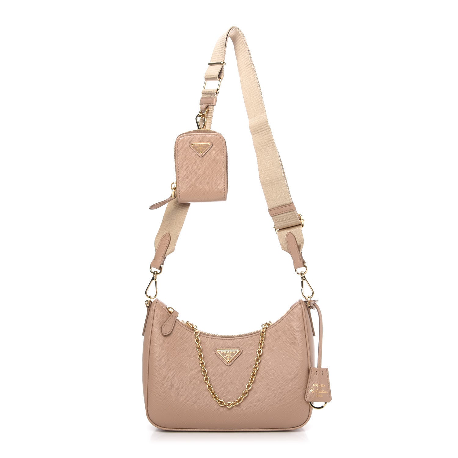 Prada Saffiano Re-Edition 2005 Shoulder Bag Cammeo Beige 1 of 10