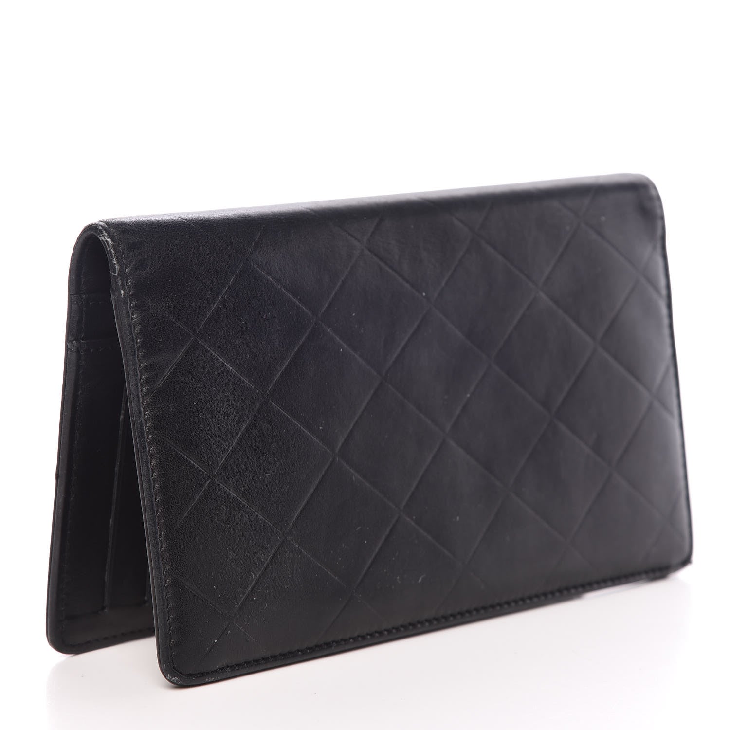 Chanel Lambskin Embossed Logo Yen Wallet Black 3 of 12