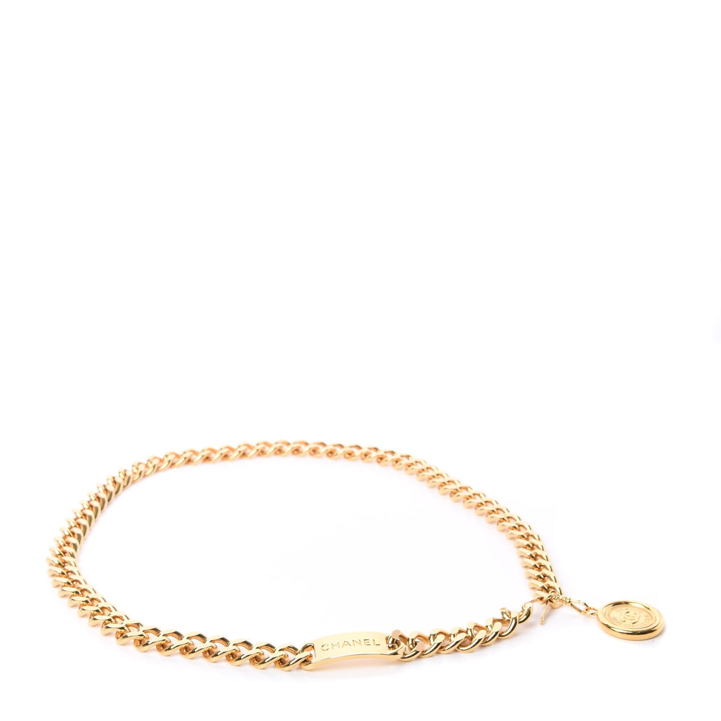 Metal Chain CC Medallion Belt Gold