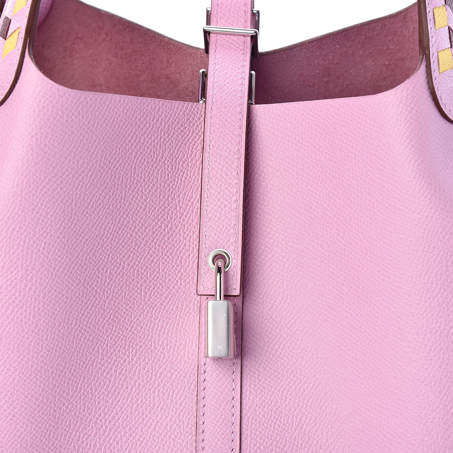 Hermes Epsom Tressage De Cuir Picotin Lock 22 MM Mauve Sylvestre Rouge H Jaune De Naples 10 of 10