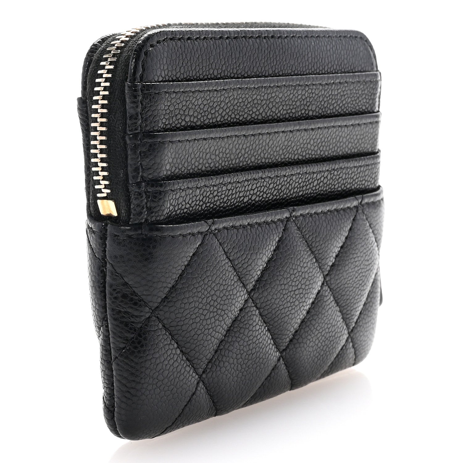 Chanel Caviar Quilted Zip Card Holder Wallet Black 3 of 8