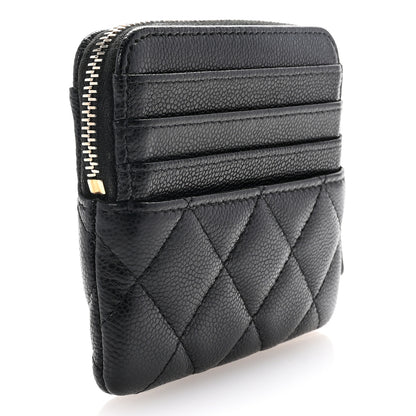 Chanel Caviar Quilted Zip Card Holder Wallet Black 3 of 8
