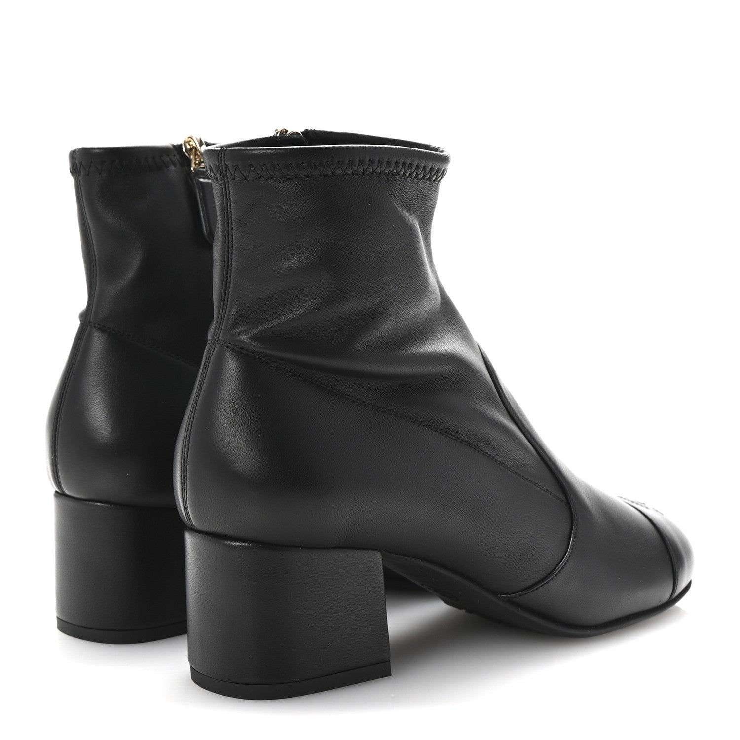 Chanel Stretch Lambskin Cap Toe CC Short Boots 37.5 Black 5 of 10