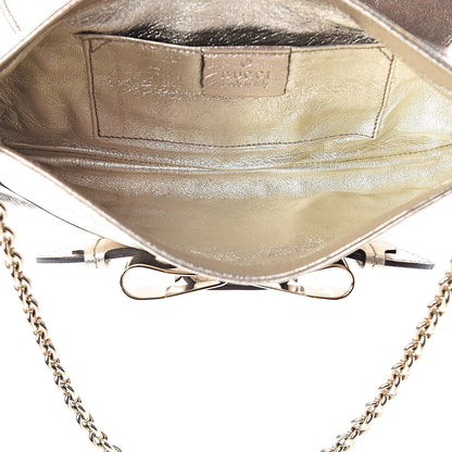 Gucci Metallic Calfskin Queen Bow Chain Clutch Gold 5 of 10