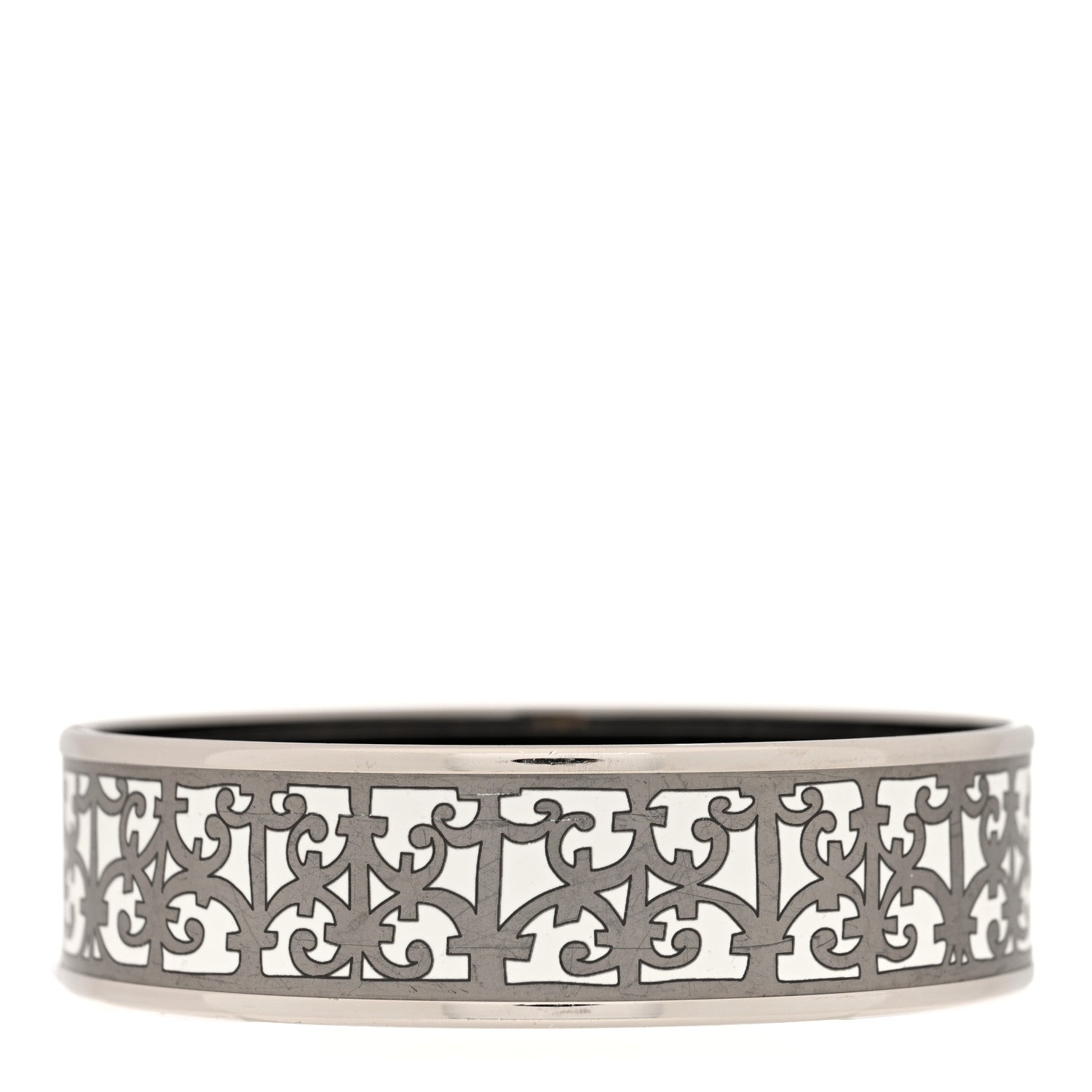 Hermes Enamel Printed Wide Balcons du Guadalquivir Bracelet 70 Silver 3 of 5
