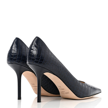Jimmy Choo Crocodile Embossed Calfskin Love 85 Pump 39.5 Blue 4 of 8