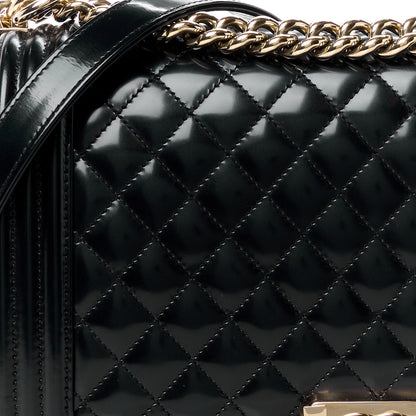Chanel Iridescent Glazed Calfskin Quilted New Medium Boy Flap Black 8 of 11