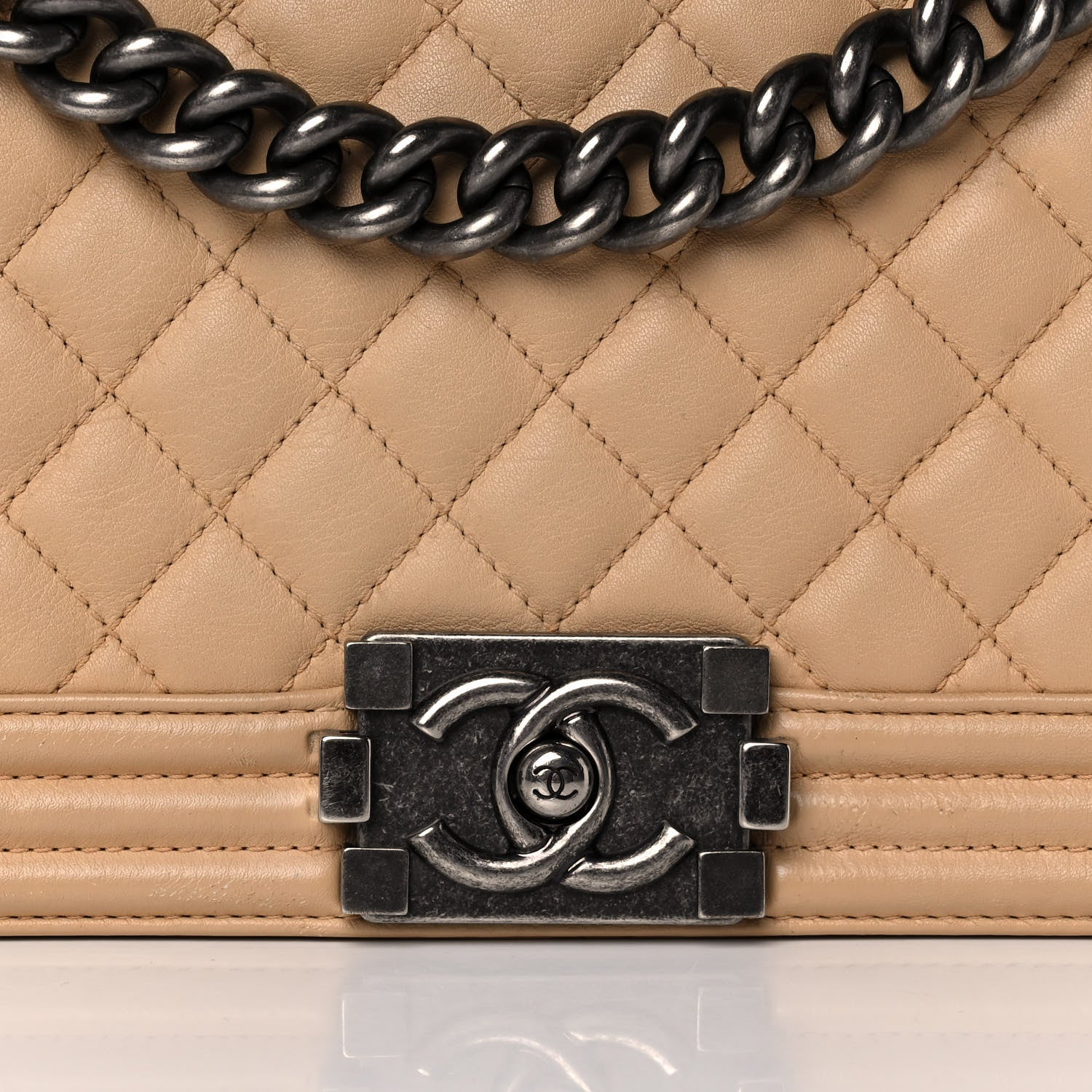 Chanel Calfskin Quilted Medium Boy Flap Beige 7 of 11