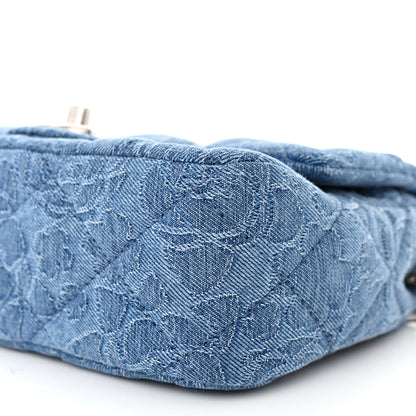Chanel Denim Quilted Camellia Sweetheart Mini Flap Blue 10 of 11