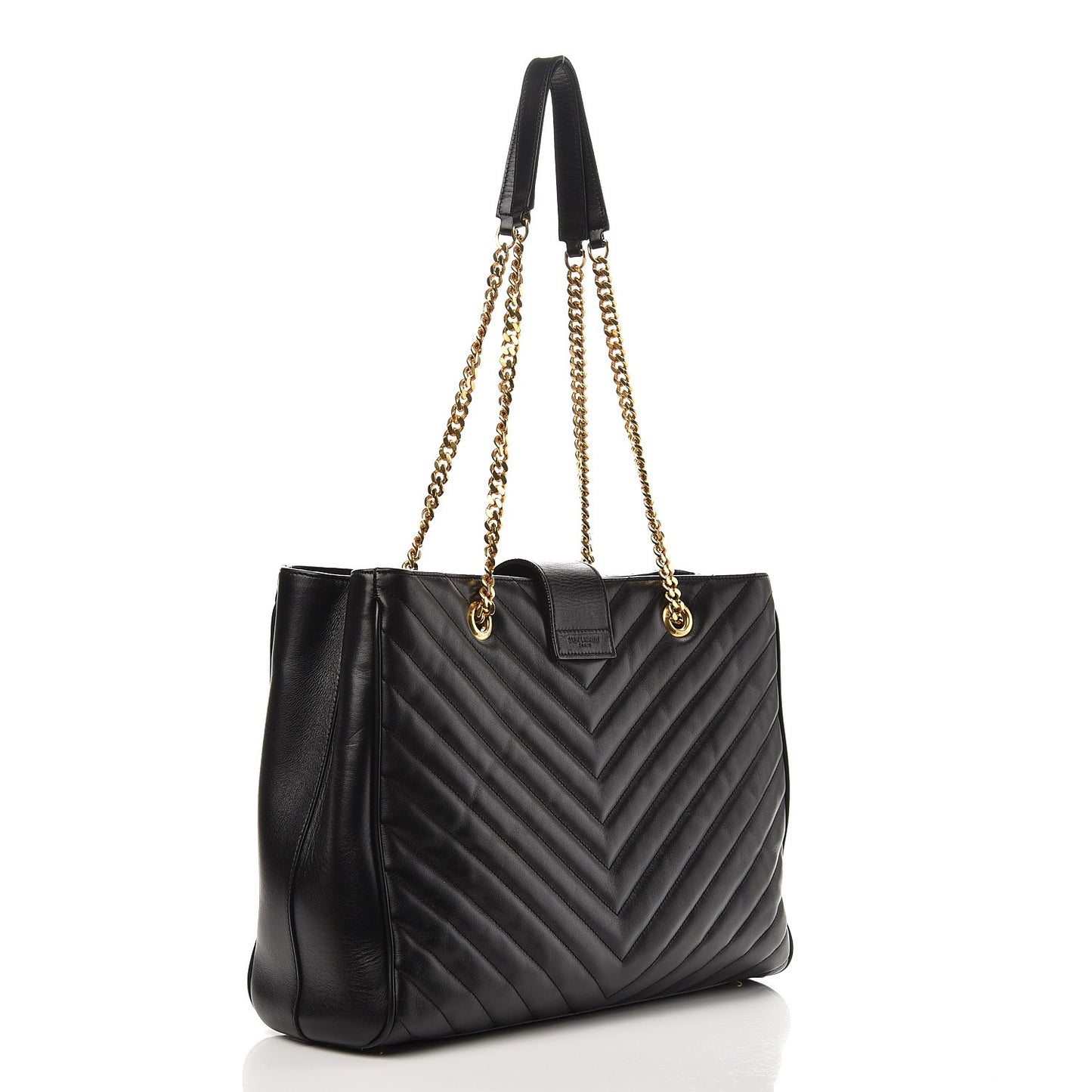 Lambskin Matelasse Chevron Monogram Shopping Bag Black