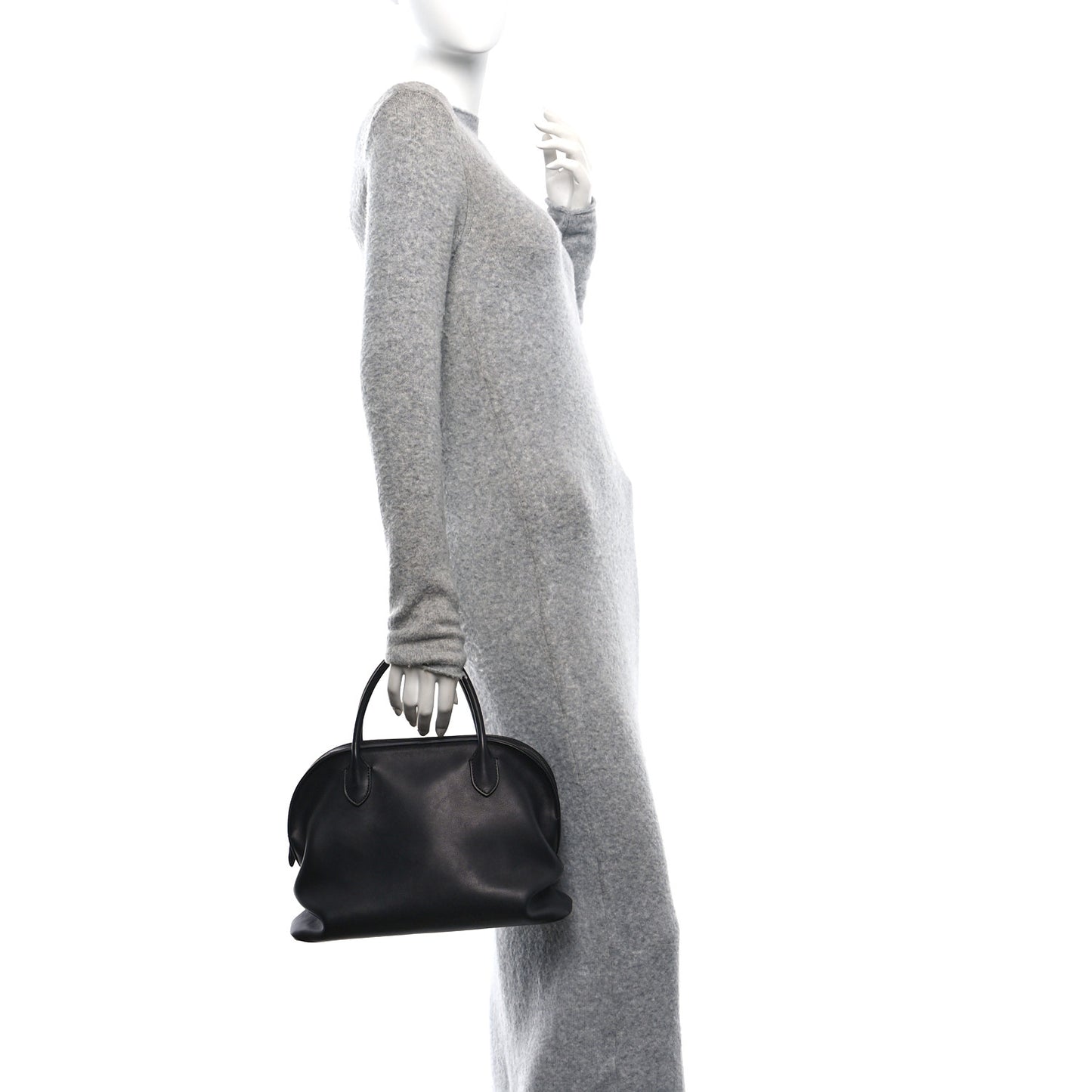 Polished Saddle Calfskin Agnes Bag Black
