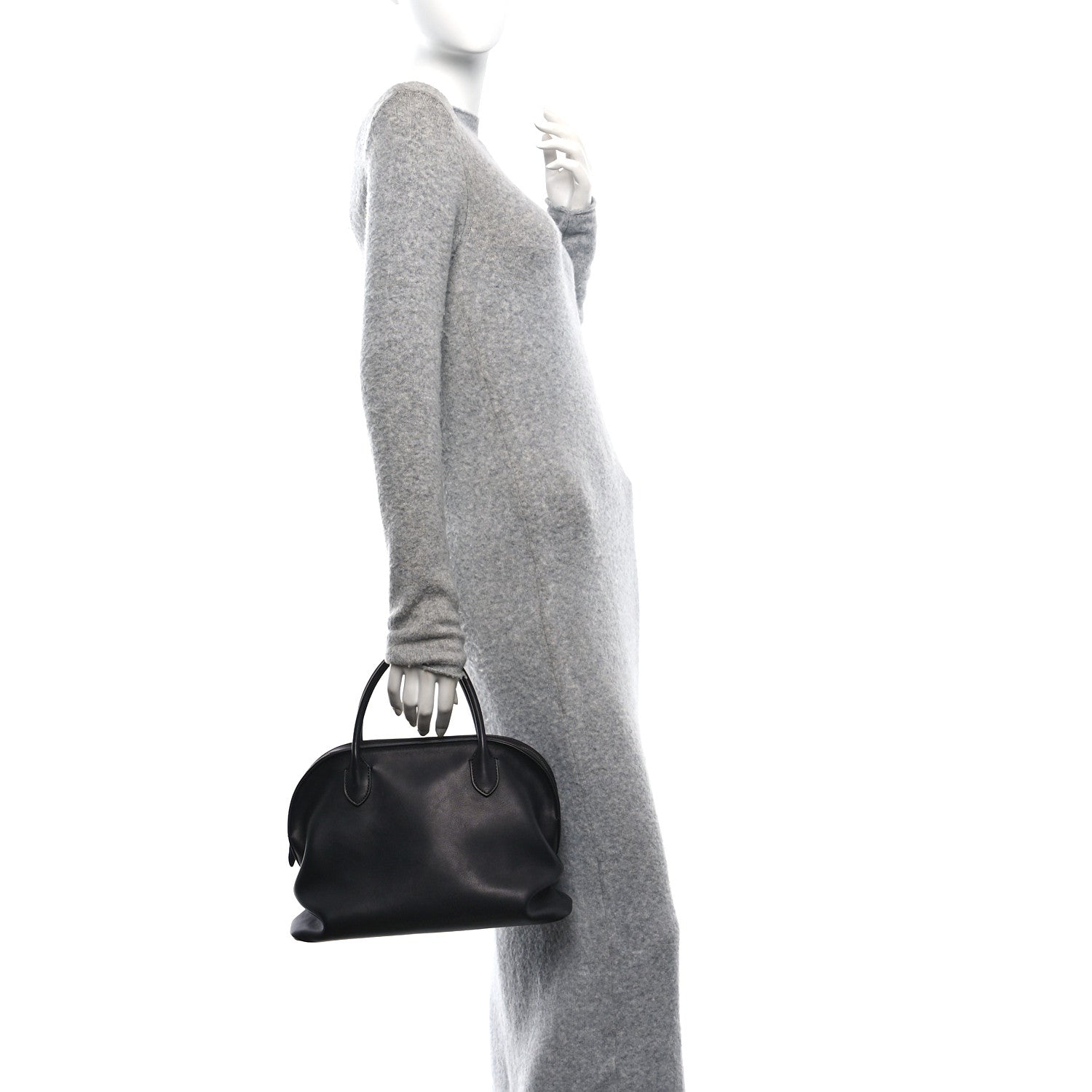 The Row Polished Saddle Calfskin Agnes Bag Black 2 of 9