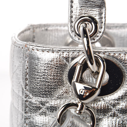 Christian Dior Metallic Grained Calfskin Cannage Small Lucky Badges My Lady Dior Silver 8 of 10