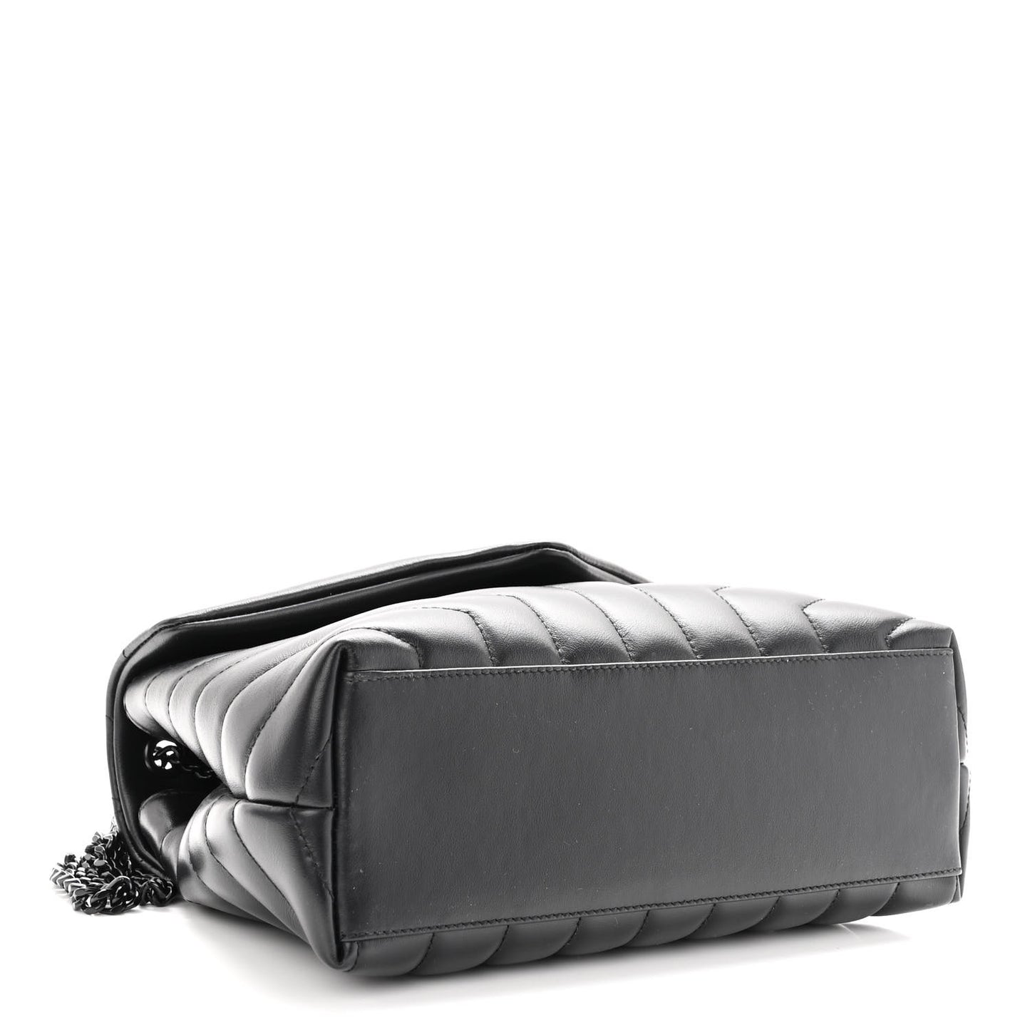 Calfskin Y Quilted Monogram Monochrome Small Loulou Chain Satchel Black