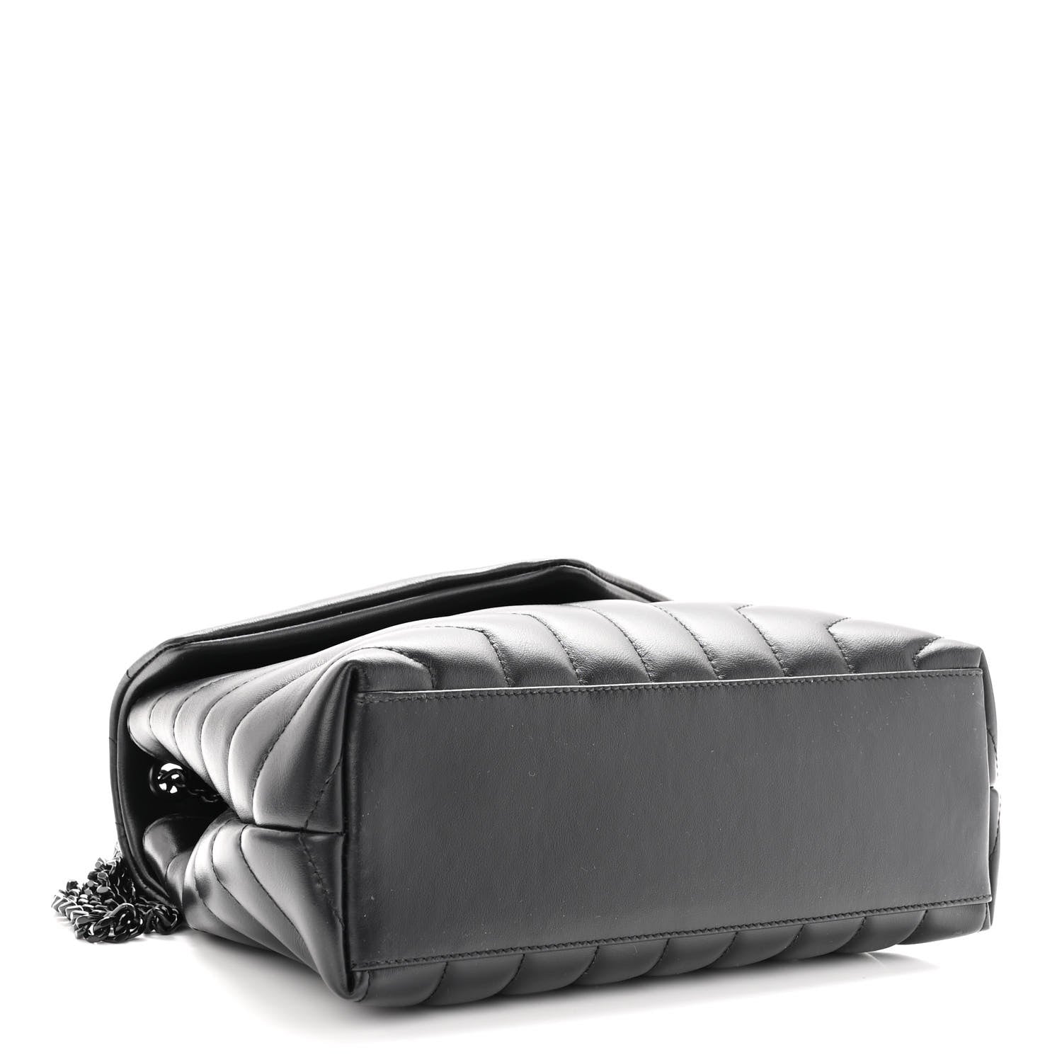 Saint Laurent Calfskin Y Quilted Monogram Monochrome Small Loulou Chain Satchel Black 4 of 10