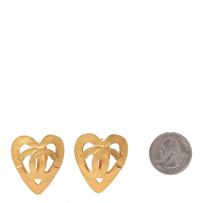 Chanel CC Heart Clip On Earrings Gold 2 of 5