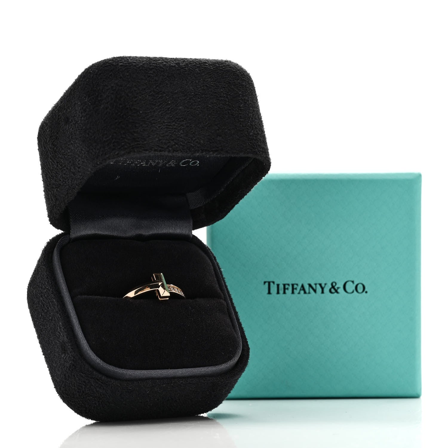 Tiffany 18K Rose Gold Diamond 2.5mm T T1 Ring 53 6.25 5 of 5