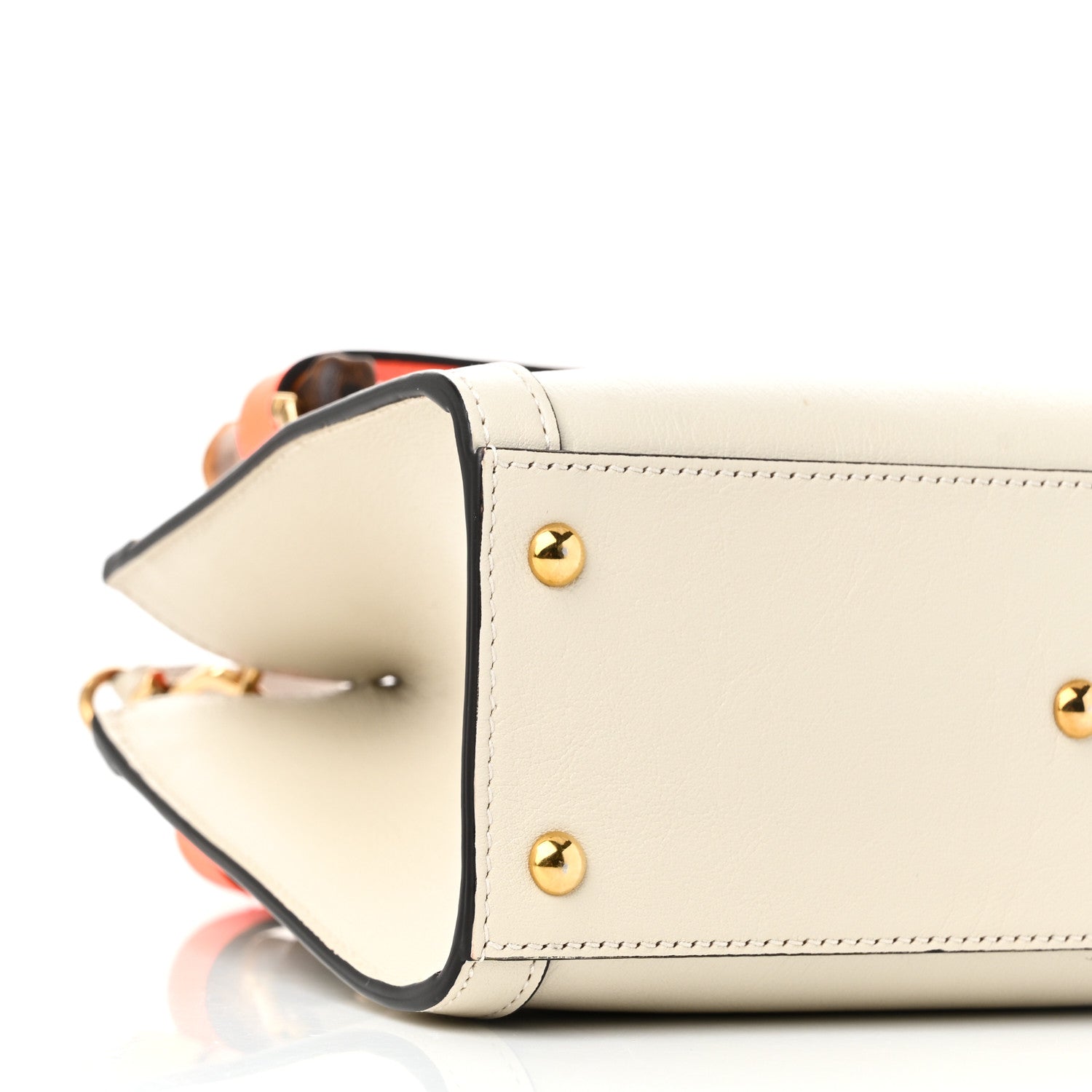 Gucci Wonka Grain Calfskin Mini Diana Tote Bag Mystic White Orange Fluo 9 of 10