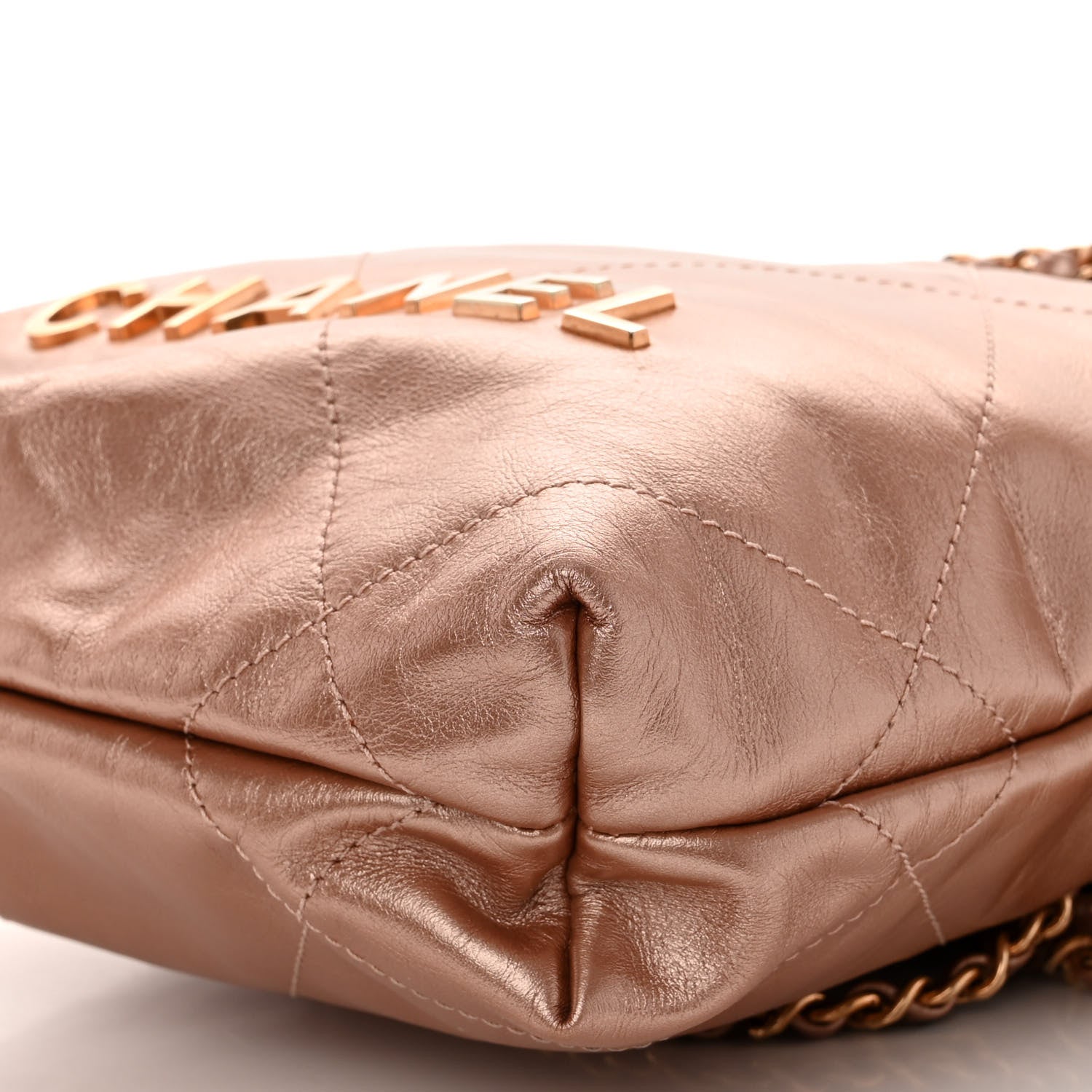 Chanel Metallic Calfskin Quilted Mini Chanel 22 Copper 10 of 12