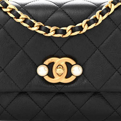 Chanel Glazed Calfskin Quilted Mini Pearl Side Flap Black 8 of 11