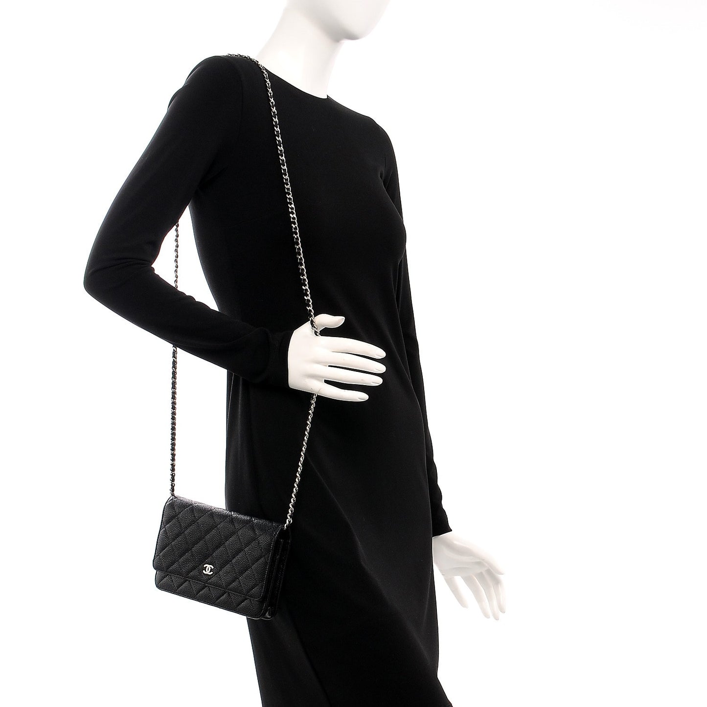 Caviar Quilted Wallet On Chain WOC Black