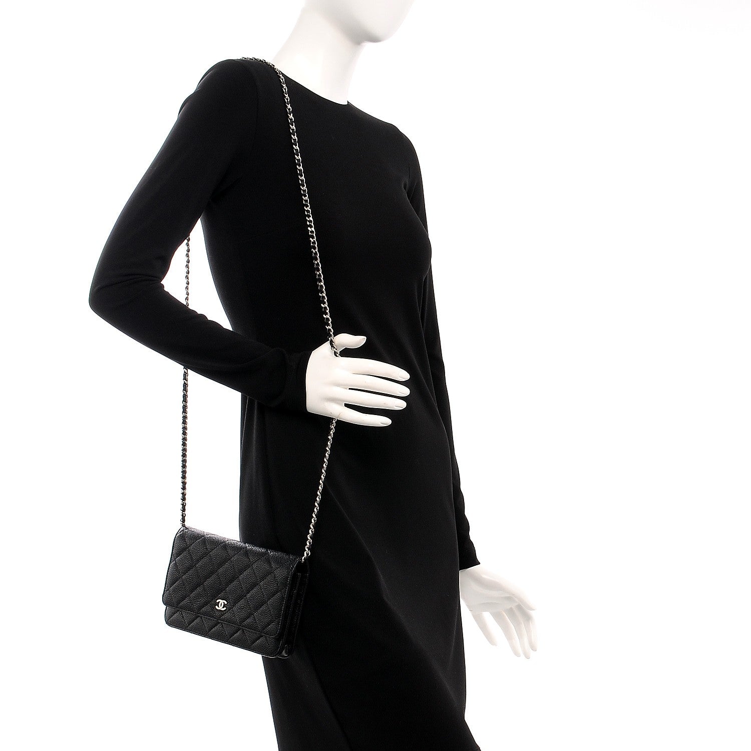 Chanel Caviar Quilted Wallet On Chain WOC Black 2 of 8