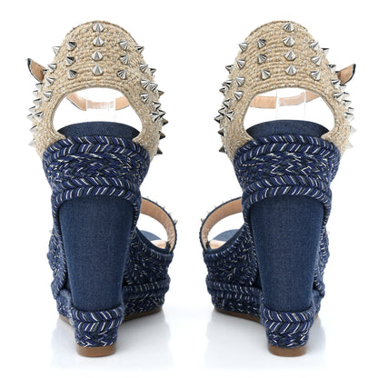Christian Louboutin Denim Madmonica 120 Wedge Sandals 39 Blue 4 of 9