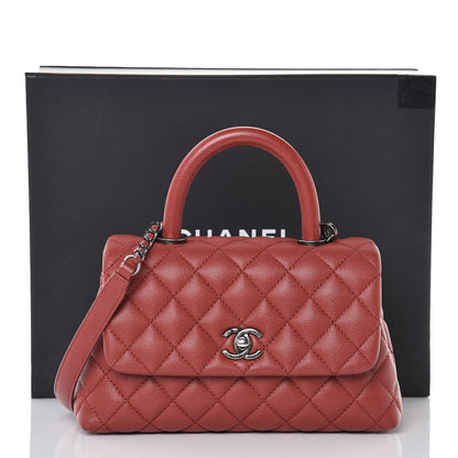 Chanel Caviar Quilted Mini Coco Handle Flap Dark Red 12 of 12