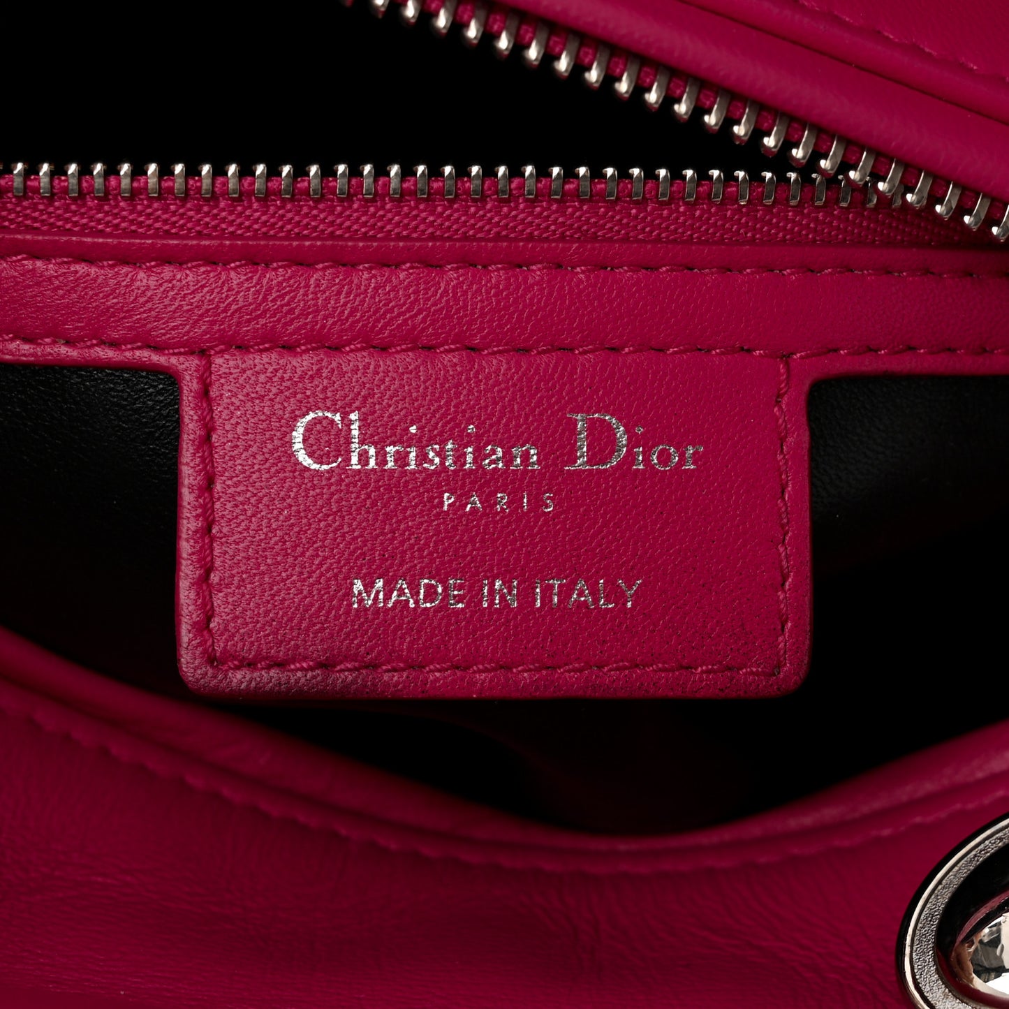 Lambskin Cannage Medium Tri-Color Lady Dior Fuchsia Anemone Black