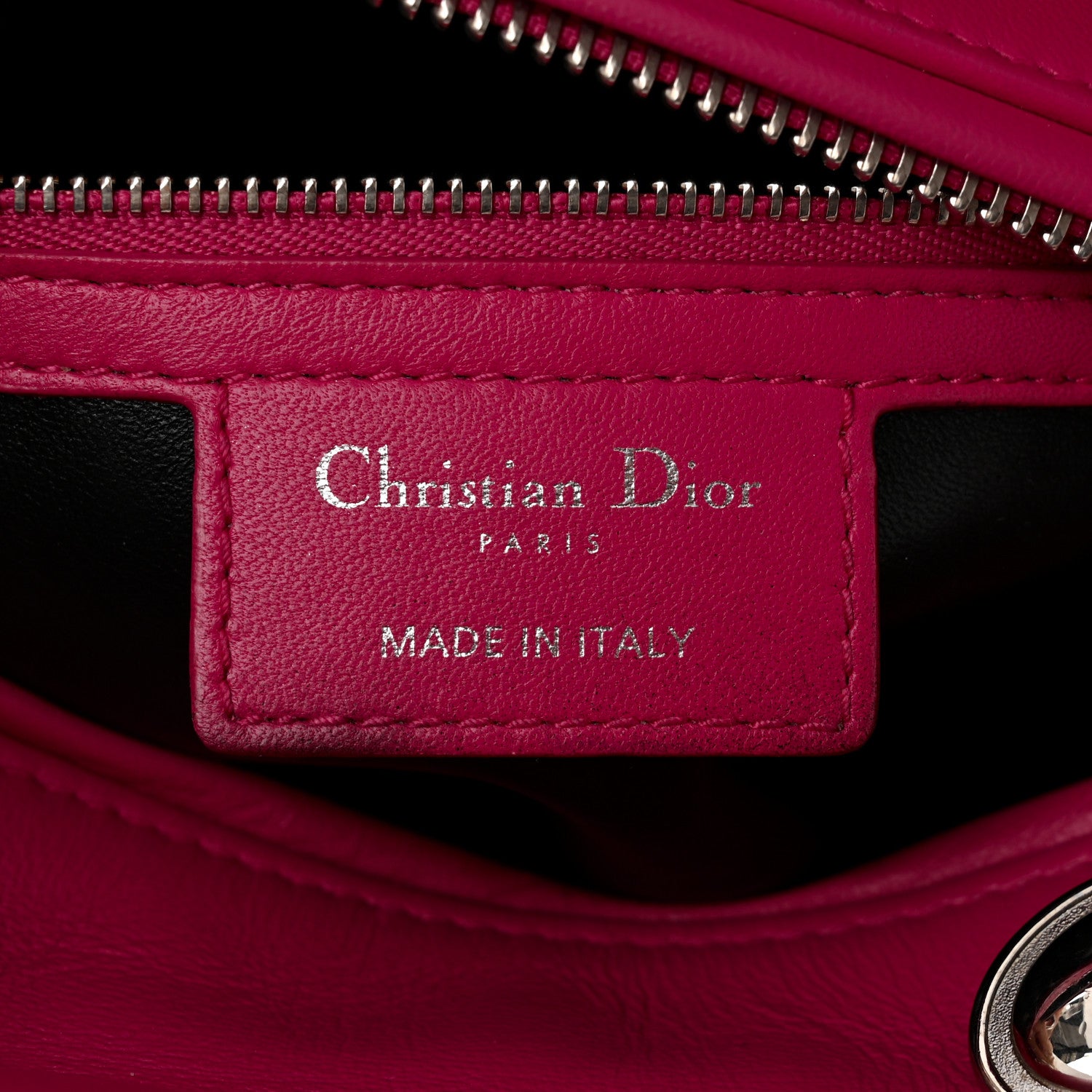 Christian Dior Lambskin Cannage Medium Tri-Color Lady Dior Fuchsia Anemone Black 6 of 10