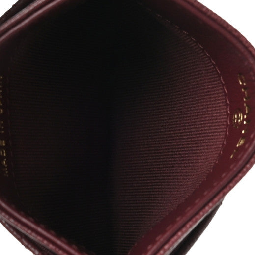 Caviar Quilted Studded CC Card Holder Burgundy