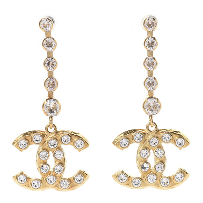 Chanel CC Crystal Drop Earrings Gold 1 of 5